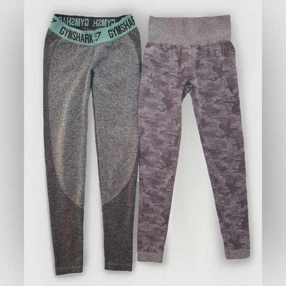 Gymshark Womens Leggings Gray Flex High Rise & Pink Camo Seamless Size S Small - Picture 2 of 11